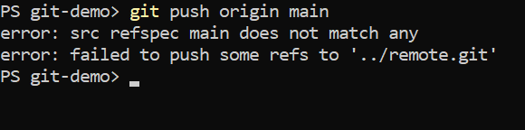 main이지만 No commits yet이며 src refspec 오류가 납니다.